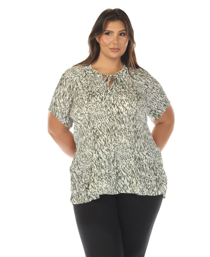 Plus Size Short Sleeve Printed Peplum Top