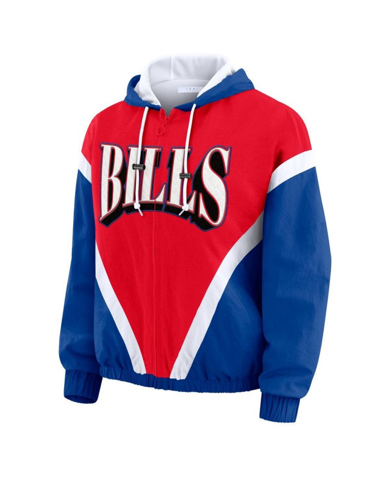 Women's Red/Royal Buffalo Bills Plus Size Retro Crinkle Full-Zip Windbreaker Jacket