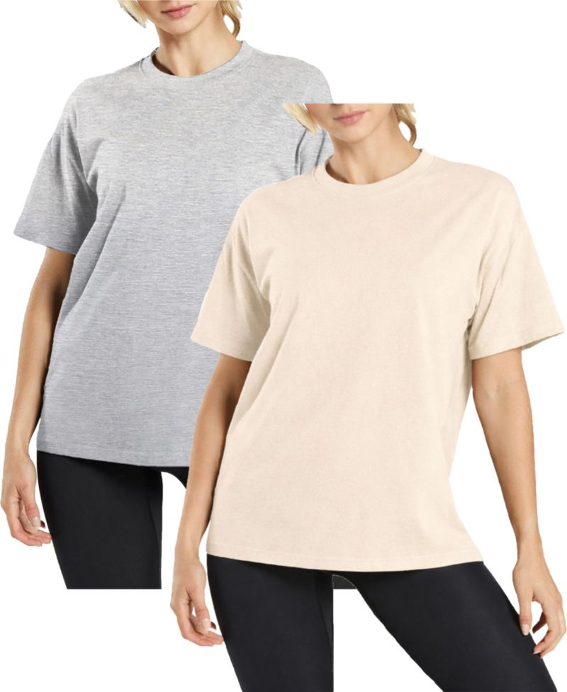 Women's Loose Fit Short Sleeve Crew Neck Solid Tee- 2 Pack