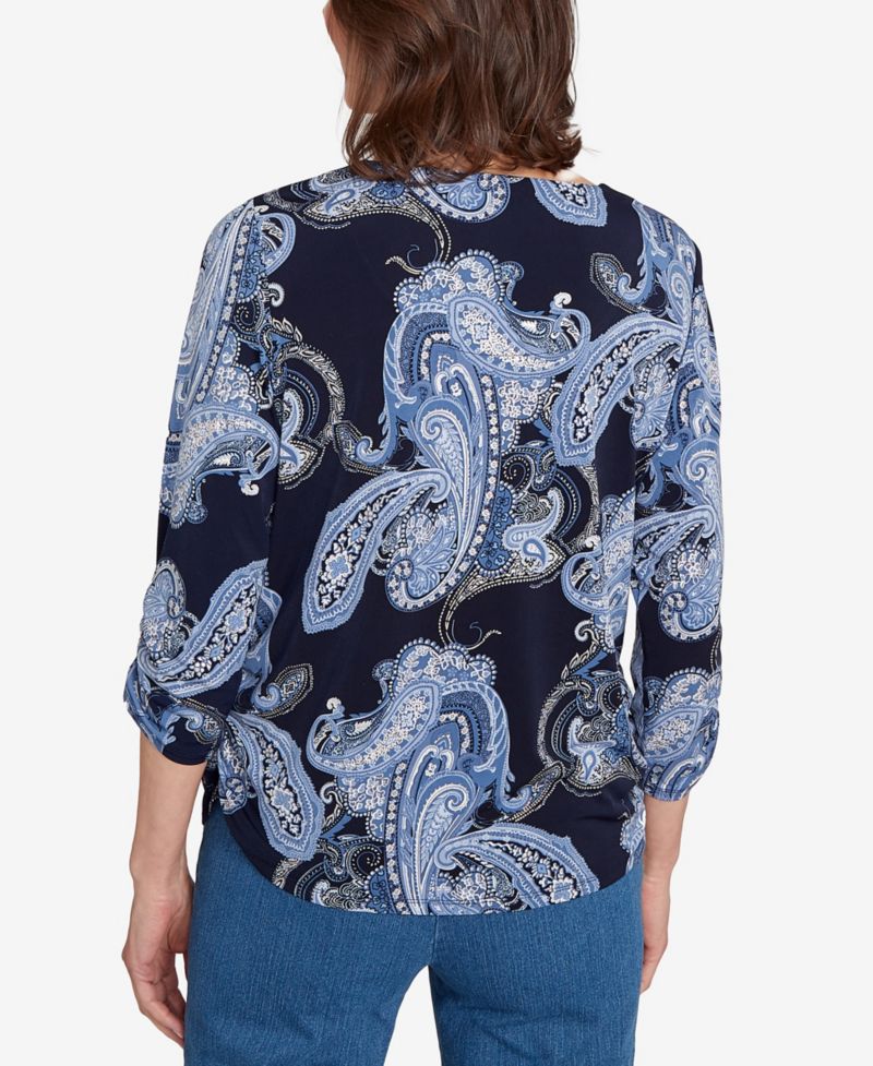 Women's Classic Puff Print Paisley Gold Foil Top