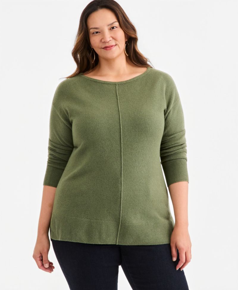 Plus Luxsoft Seamfront Boatneck Tunic Sweater