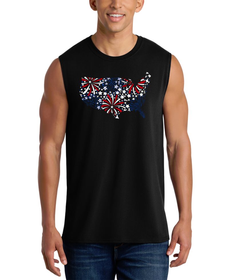 Men's American Flag Fireworks Graphic Tank Top