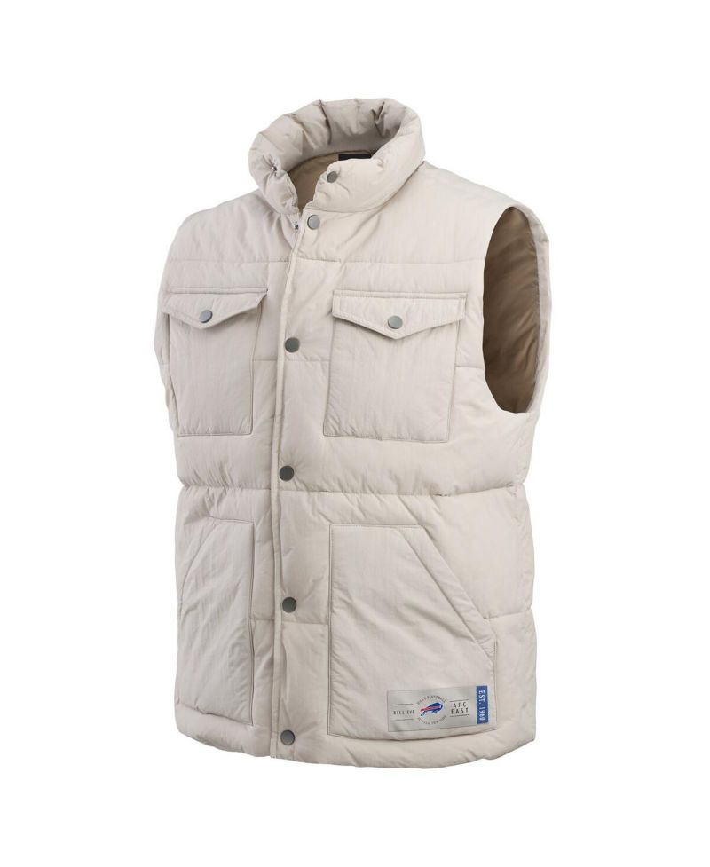 Men's Cream Buffalo Bills Puffer Full-Snap Vest