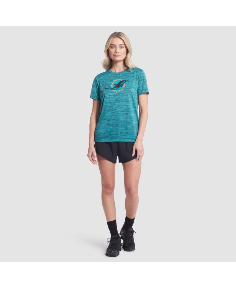 Women's Turbo Green Miami Dolphins 2025 Rivalries Collection Sideline Velocity Dri-FIT T-Shirt