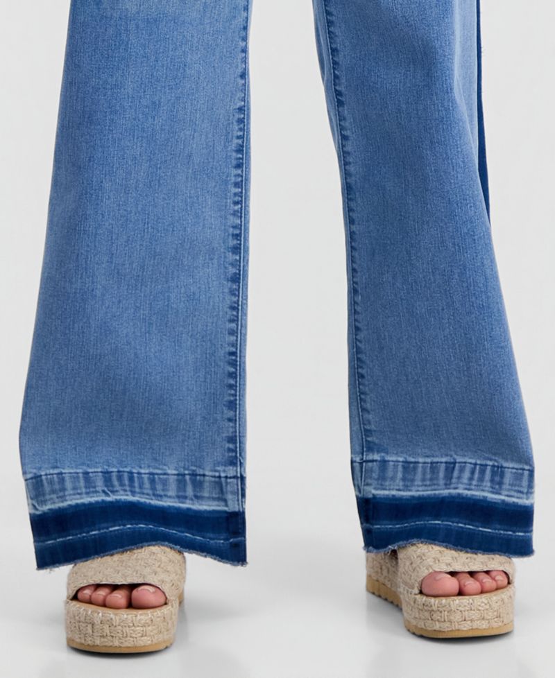 Petite High-Rise Two-Tone Pull-On Wide-Leg Pants