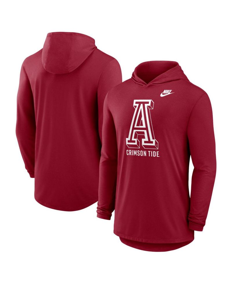 Men's Crimson Alabama Crimson Tide Legacy Tri-Blend Dri-FIT Long Sleeve Hoodie T-Shirt