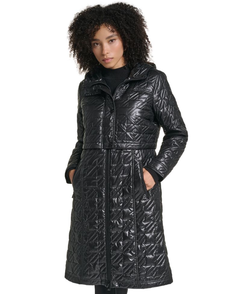 Women's Hooded Anorak Star-Quilted Coat