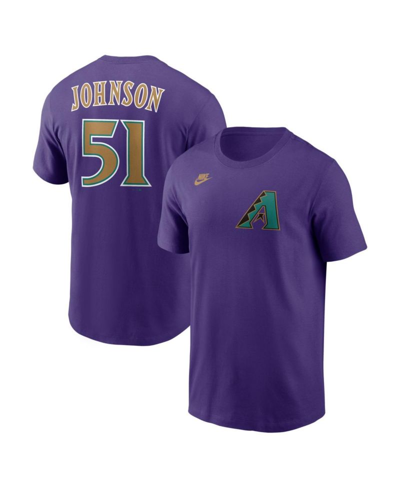 Men's Randy Johnson Purple Arizona Diamondbacks Cooperstown Collection Name & Number T-Shirt