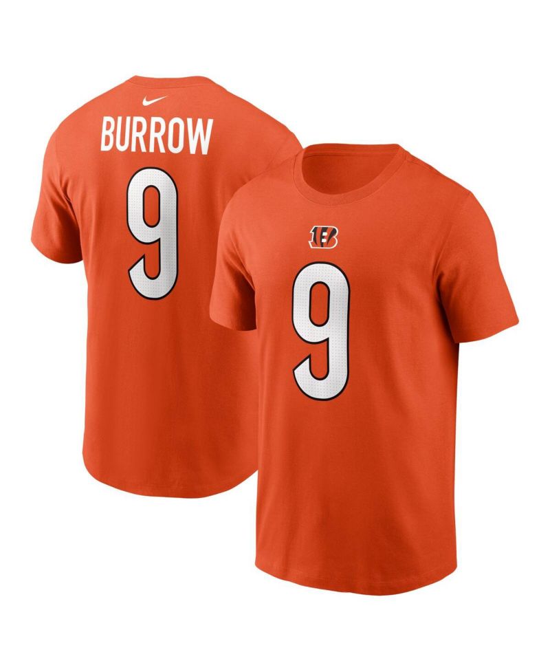 Men's Joe Burrow Orange Cincinnati Bengals Player Name and Number T-shirt