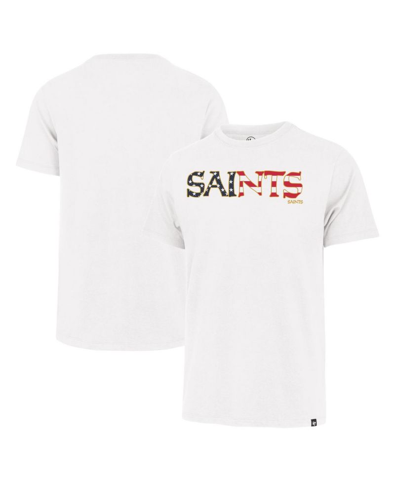 Men's White New Orleans Saints Flag Script Franklin T-Shirt
