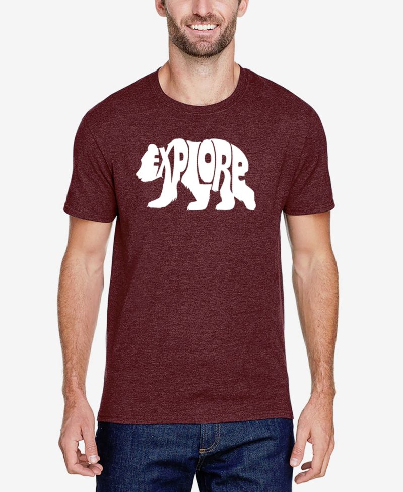 Men's Cotton/Poly Blend Word Art T-Shirt - Explore Bear