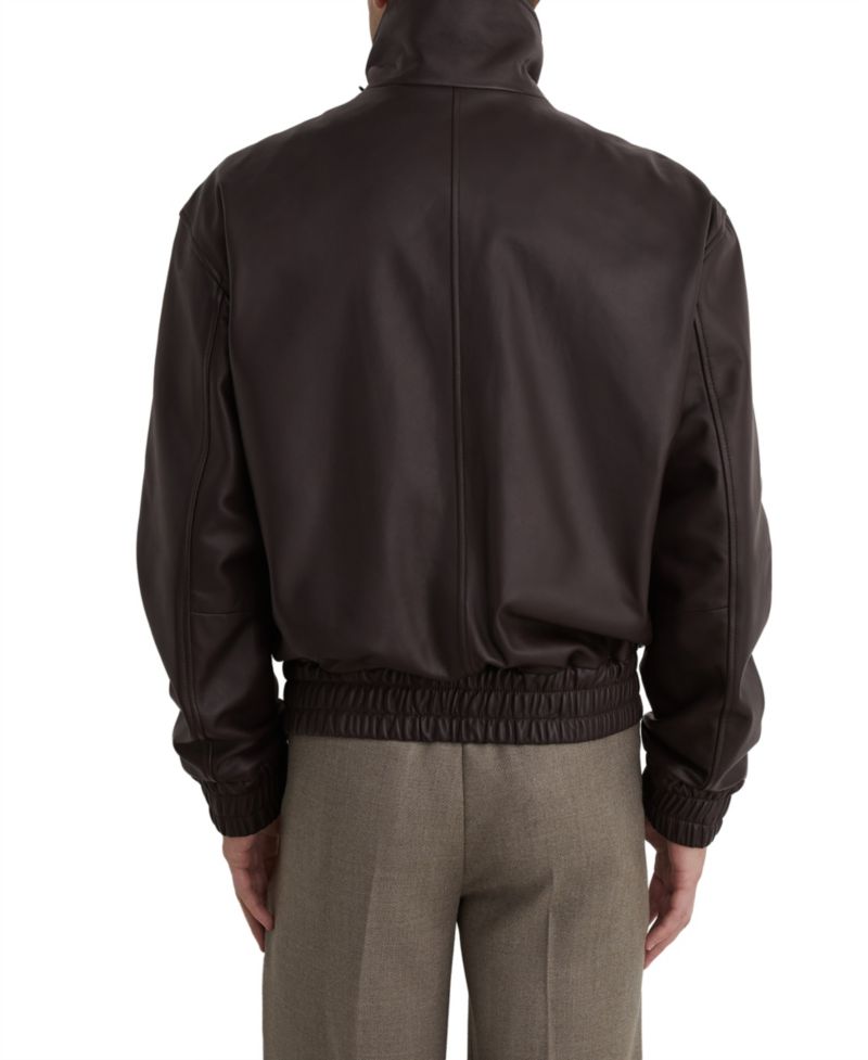 Men's Trinity Leather Oversized Funnel-Neck Jacket
