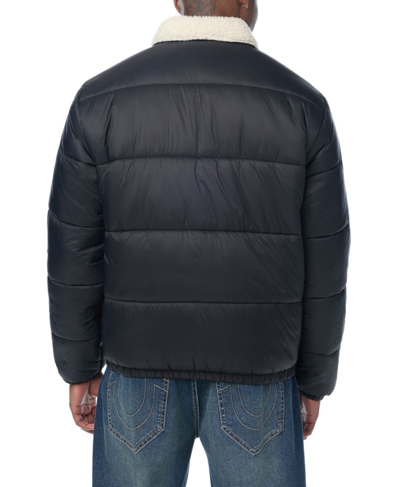 Men's Sherpa Collar Short Regular-Fit Puffer Jacket