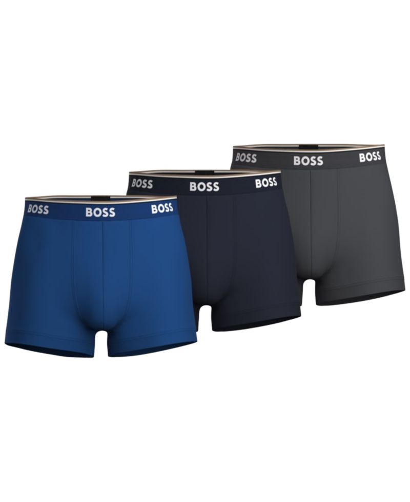 Men's 3-Pack Solid Logo Waistband Trunks