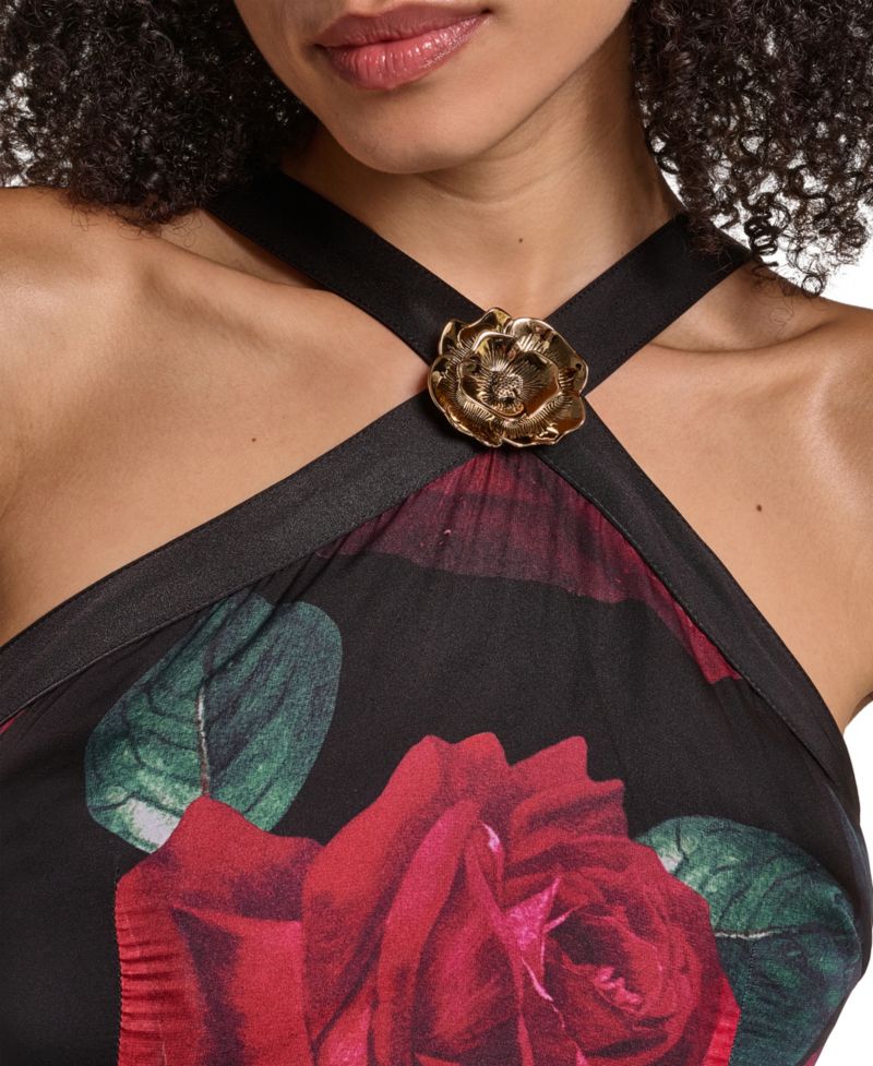 Women's Halter-Tiered-Floral Dress