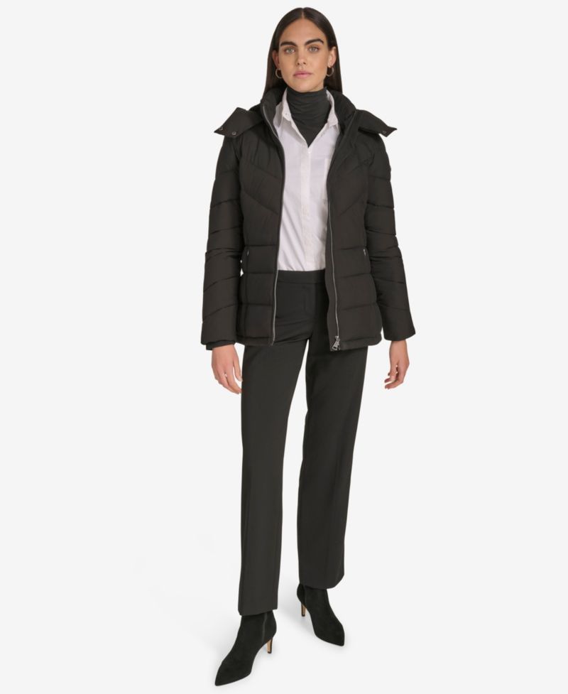 Women's Short Zip Front Puffer Jacket