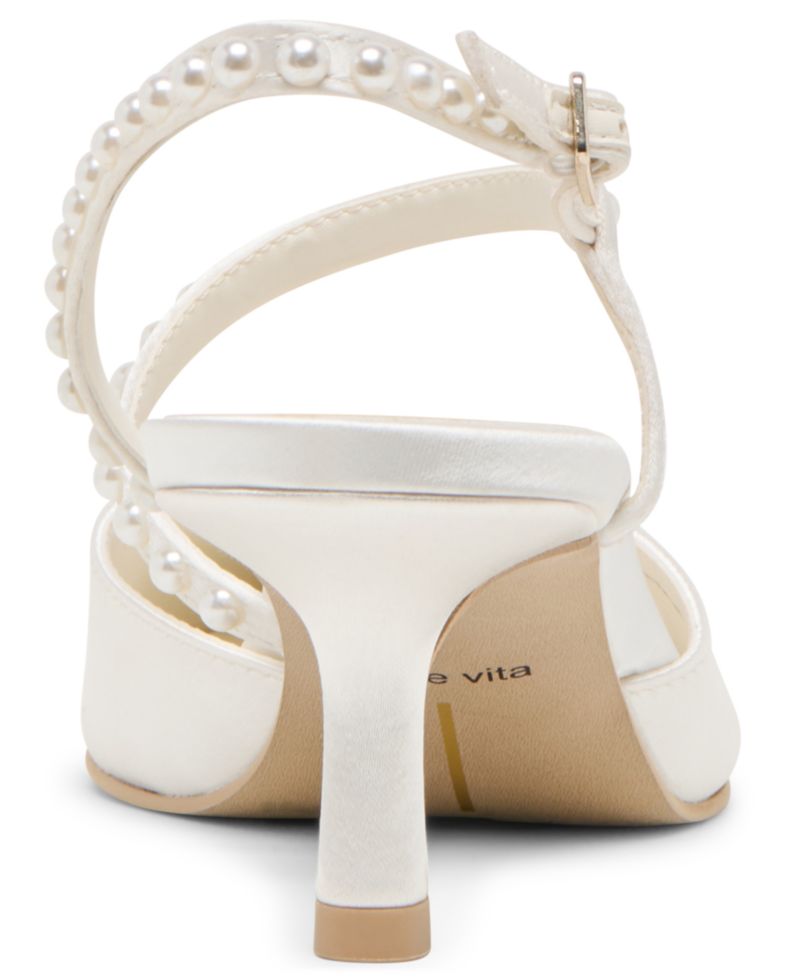 Women's Kamra Pearl Mid Satin Strappy Kitten Heel Pumps