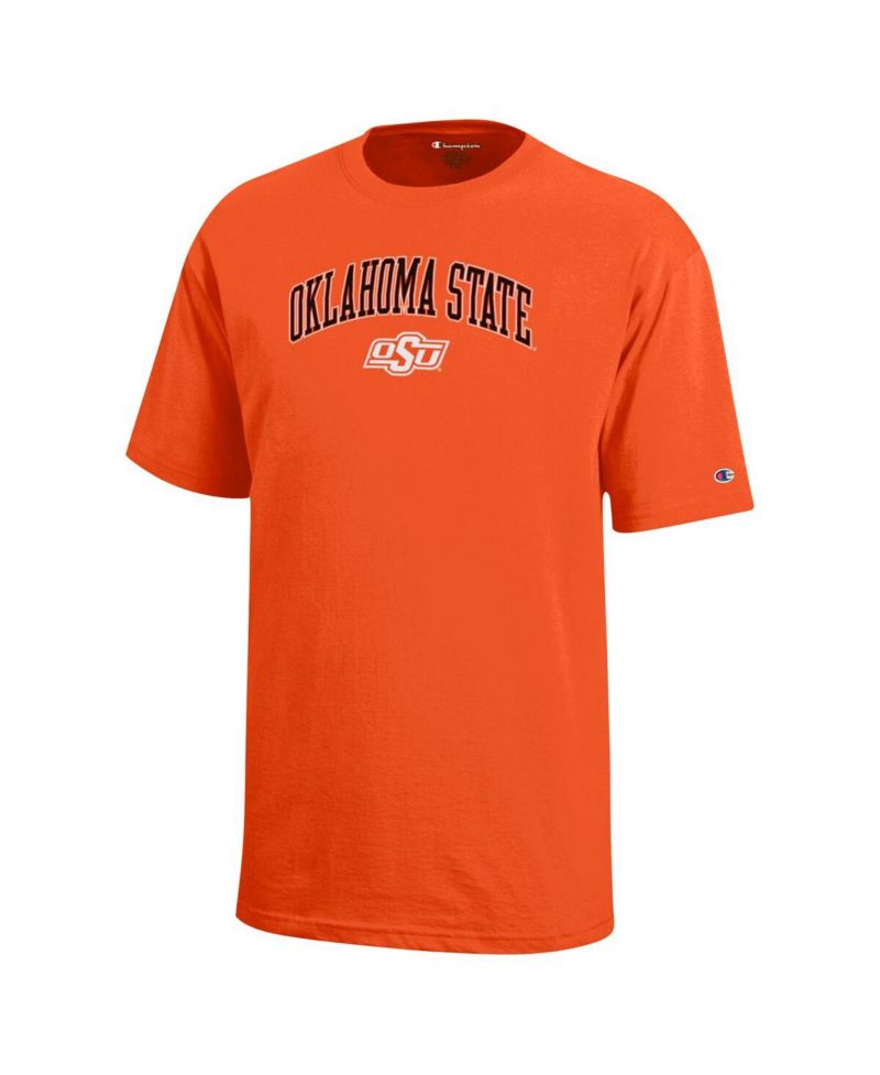 Big Boys and Girls Orange Oklahoma State Cowboys Arch Over Logo T-Shirt