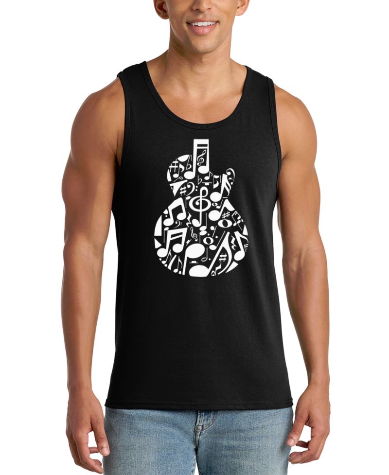Men's Music Notes Acoustic Guitar Word Art Tank Top