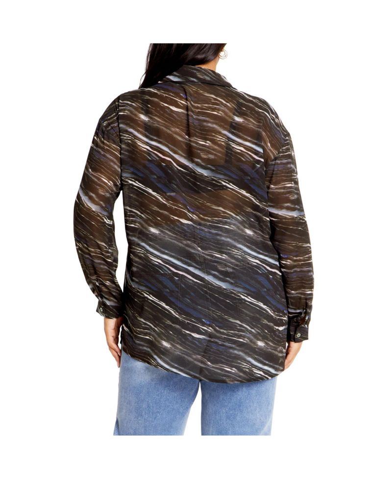 Plus Size Sheer Lover Print Shirt