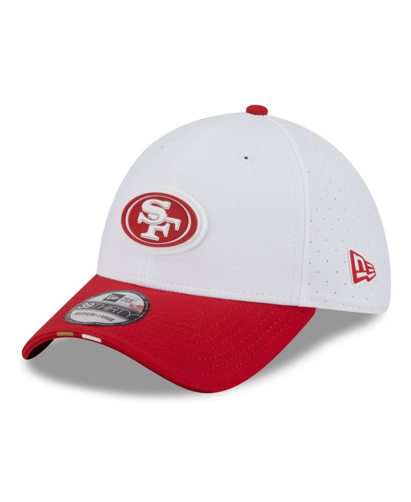 Men's White/Scarlet San Francisco 49ers 2025 NFL Training Camp 39THIRTY Flex Hat