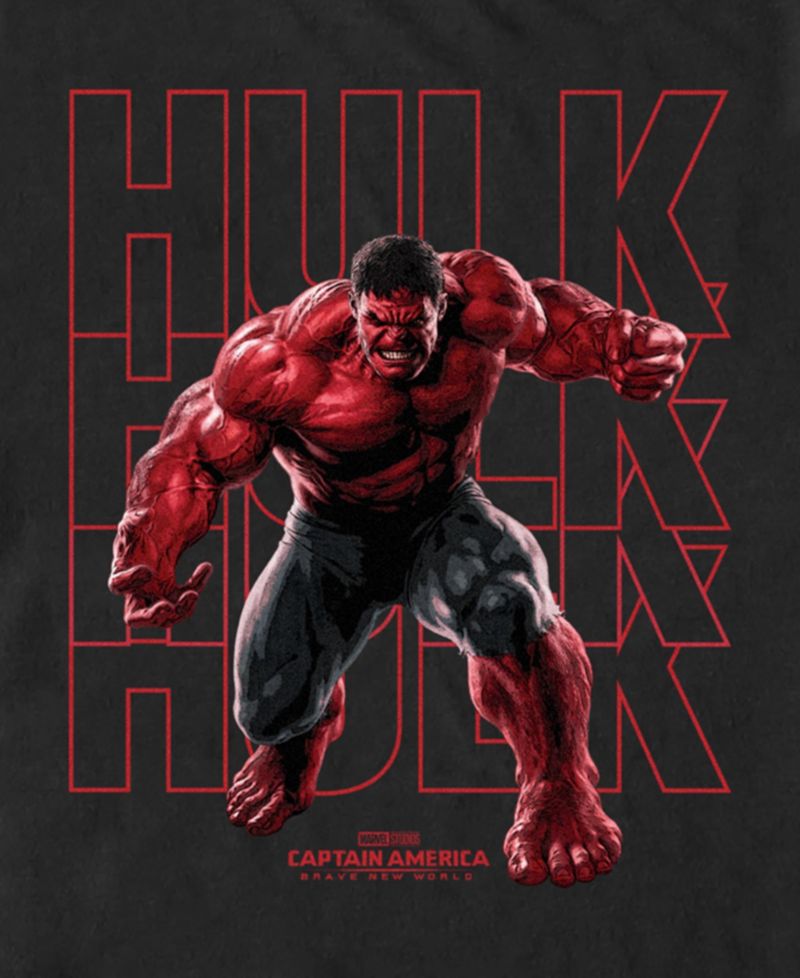 Men's Red Hulk Text Stack Short Sleeve T-Shirt