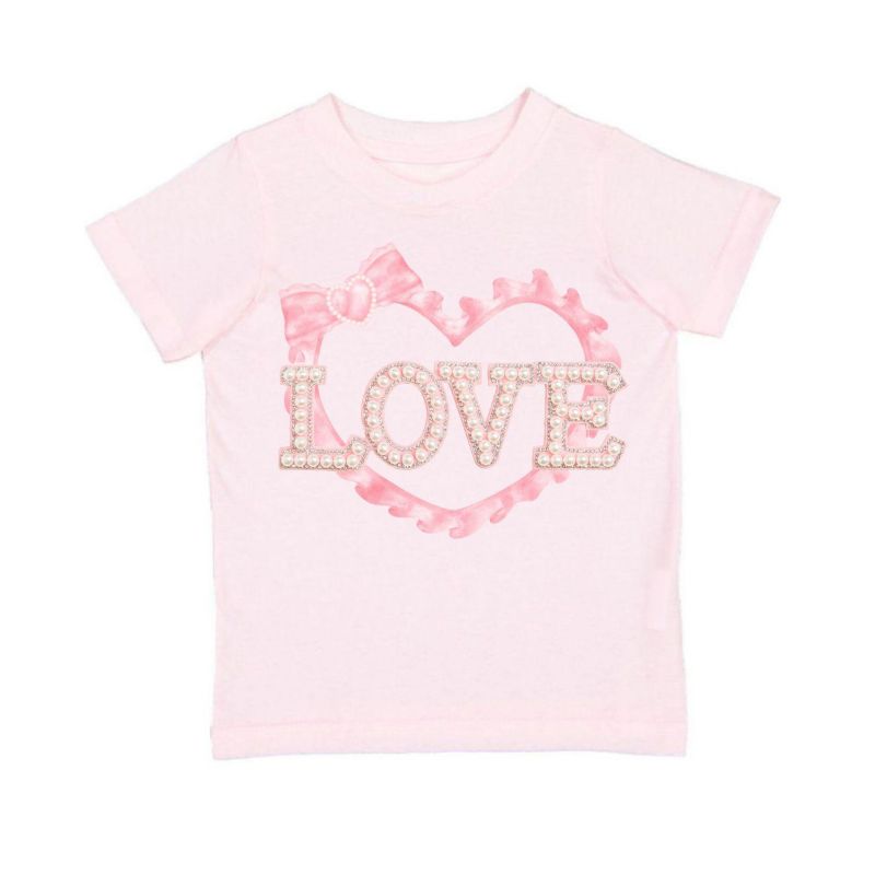Little Girls Pearl Love Patch Short Sleeve T-Shirt