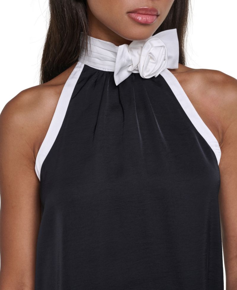 Petite Rossett Halter Colorblock Rosette Tank