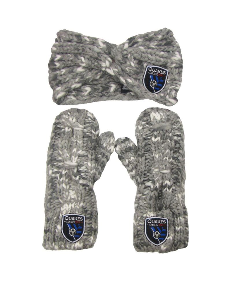 Women's Gray San Jose Earthquakes Marled Headband and Mittens Set
