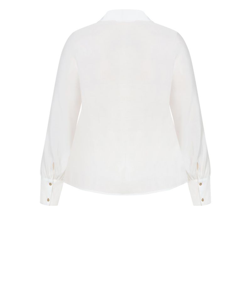 Plus Size Isabella Long-Sleeve Tie-Front Collared Blouse