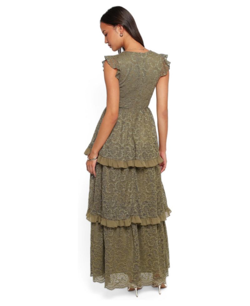 Women's Cataleya Wedding Guest V-Neck Tiered Lace Maxi Dress