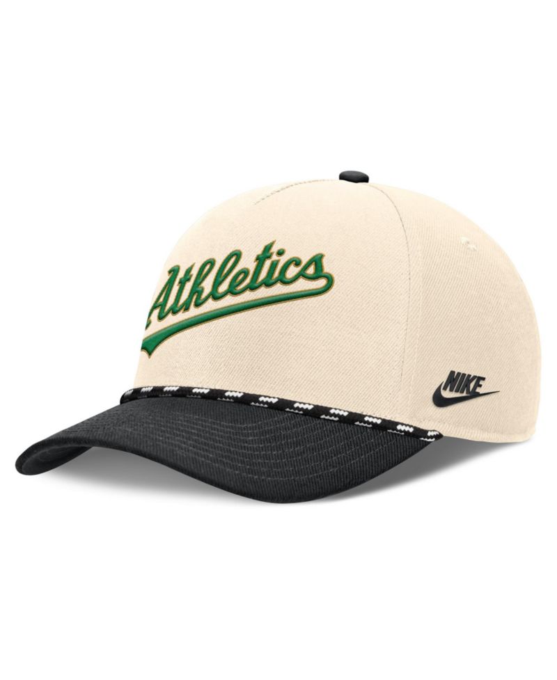 Men's Natural/Black Oakland Athletics Cooperstown Collection Rise Adjustable Hat