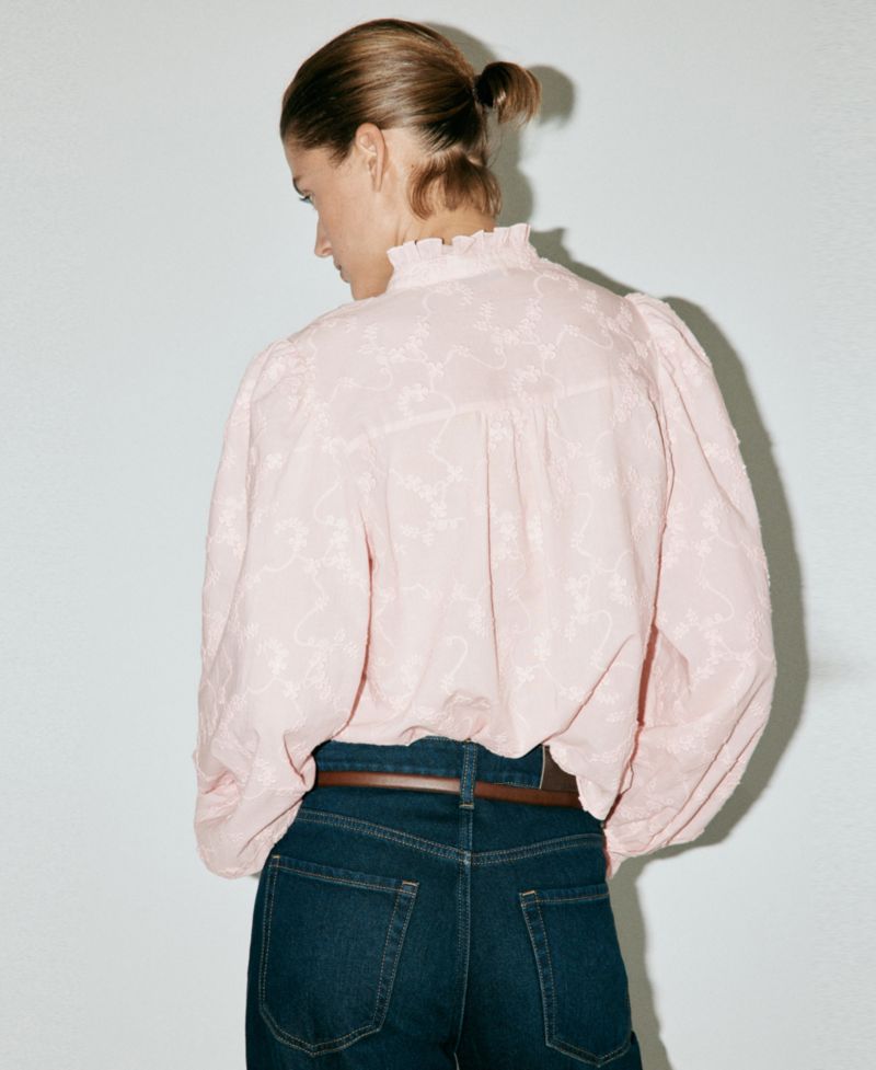 Women's Embroidered Puff-Sleeve Blouse