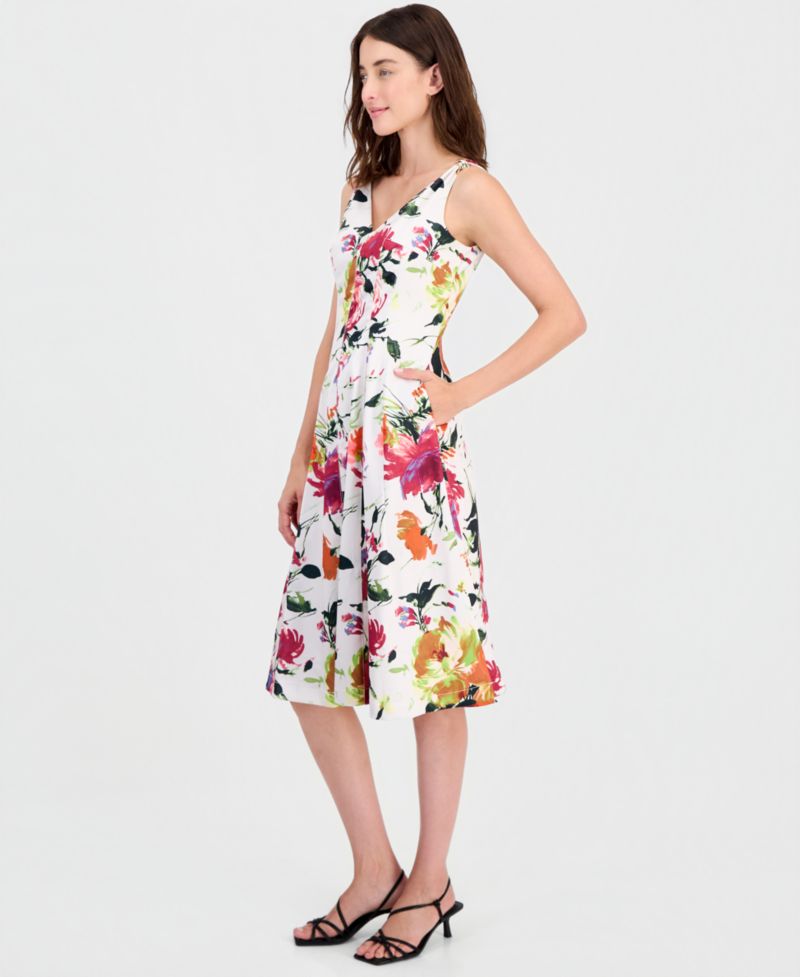 Women's Printed Sleeveless Fit & Flare Dress