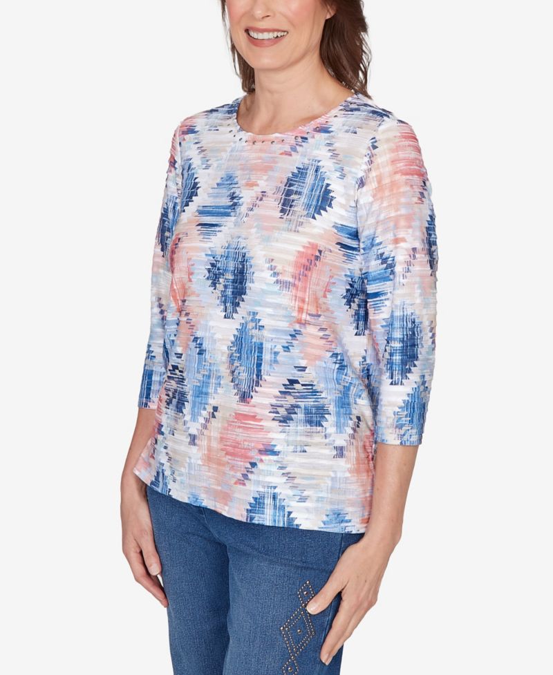 Petite Austin Aztec Diamond Knit Top