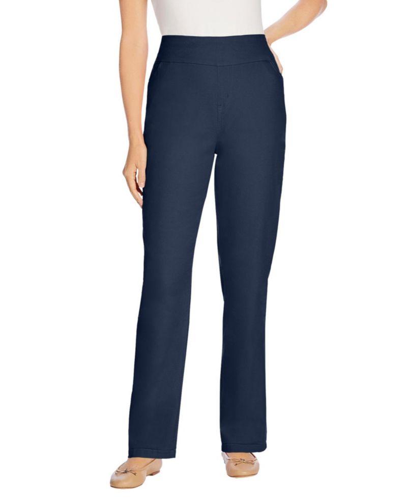 Petite Within Flex-Fit Pull-On Straight-Leg Gap-Free Stretch Denim Jeans