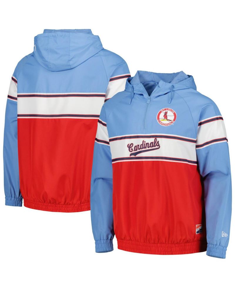 Men's Light Blue St. Louis Cardinals Ripstop Raglan Quarter-Zip Hoodie