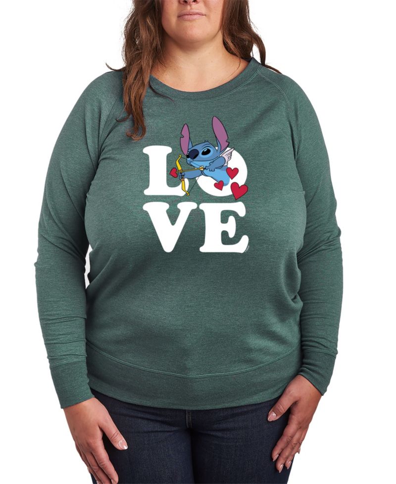 Plus Size Stitch Valentine's Day Love Crew Neck T-Shirt