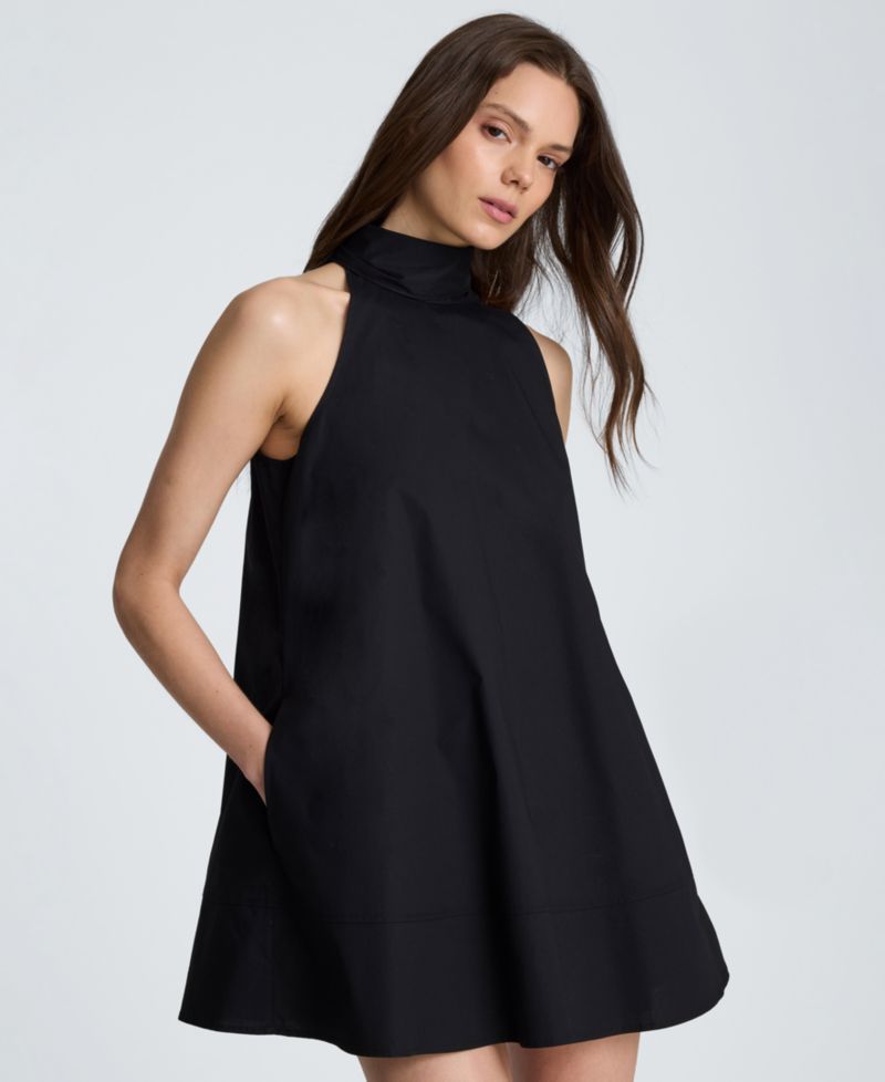 Women's Self-Tie Back Halter Neck Mini Dress