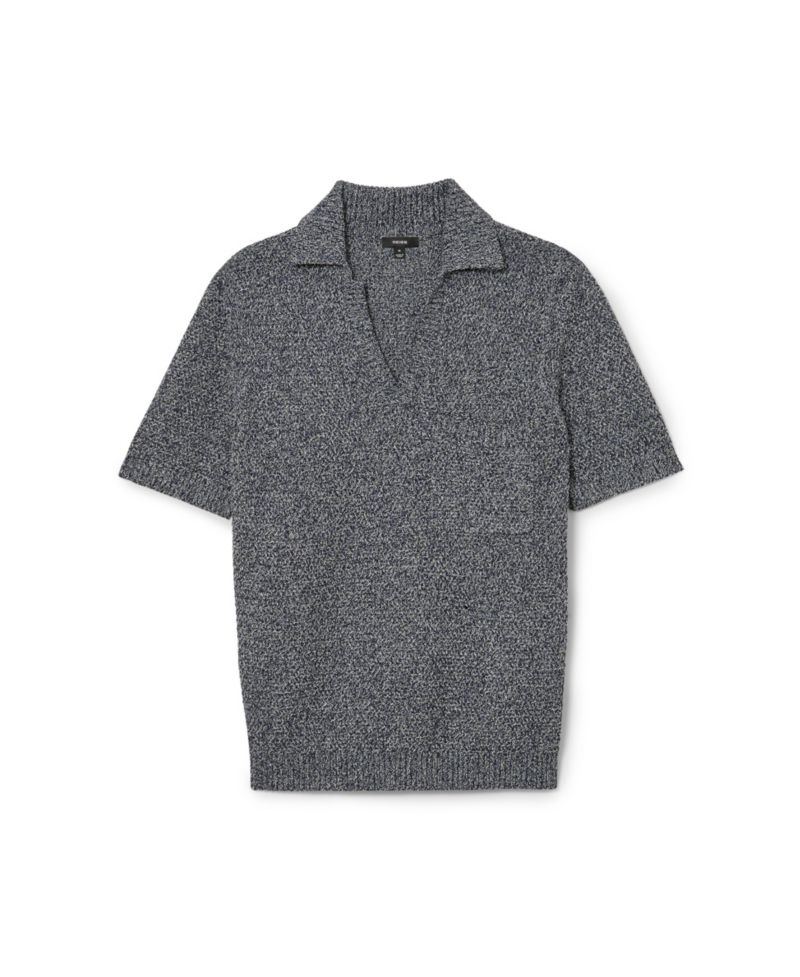 Men's Owen Speckle-Knit Open-Collar Polo Shirt