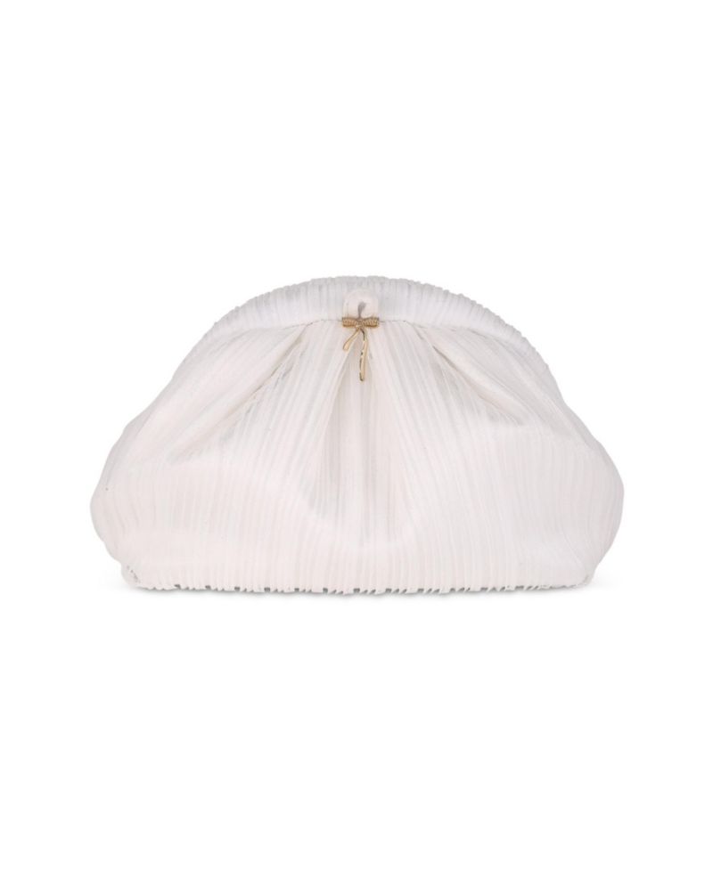 Woman's Vale Mini Pleated Pouch Clutch with Bow Charm