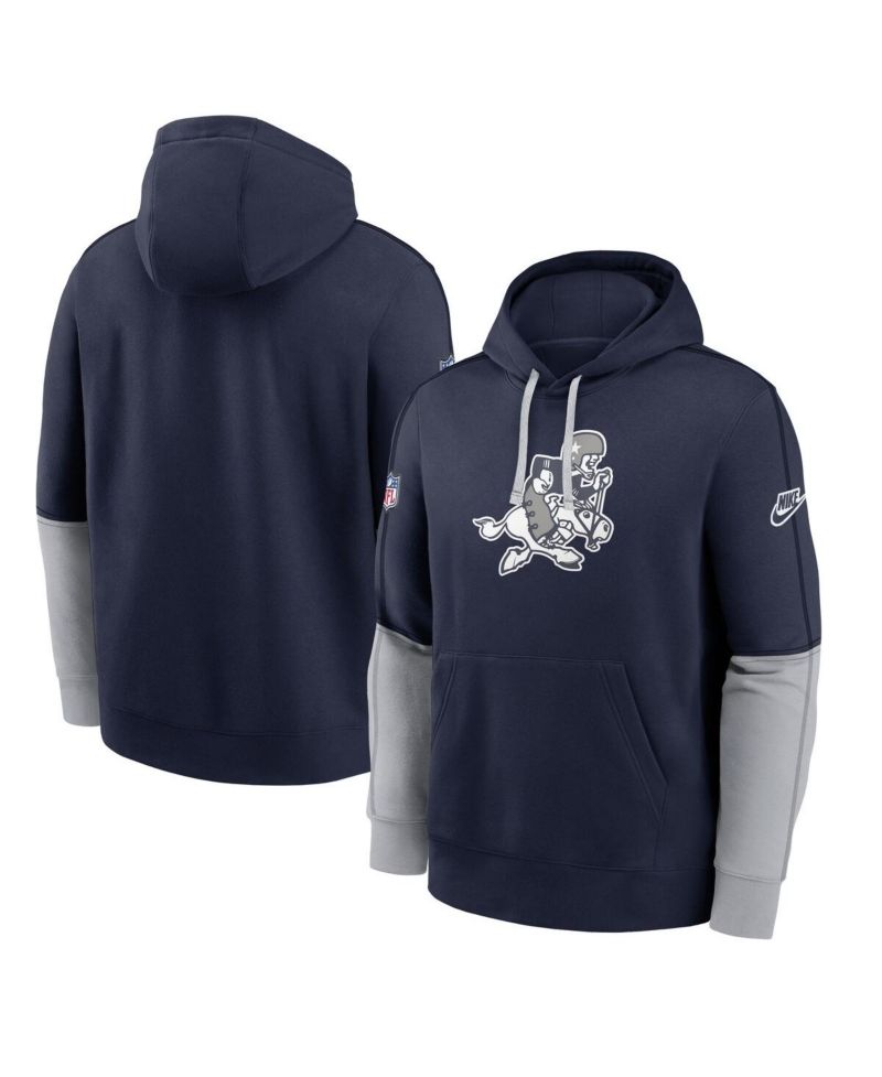 Men's Navy Dallas Cowboys Sideline Club Pullover Hoodie
