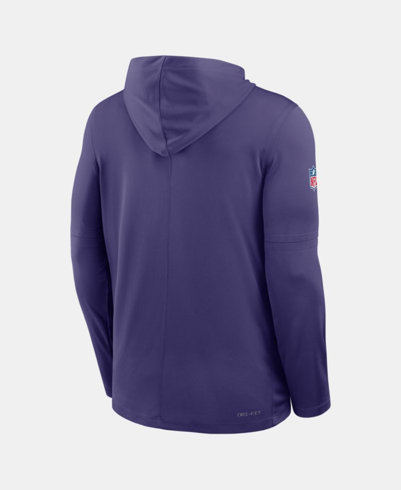Men's Purple Baltimore Ravens Sideline Dri-FIT Long Sleeve Hooded T-Shirt