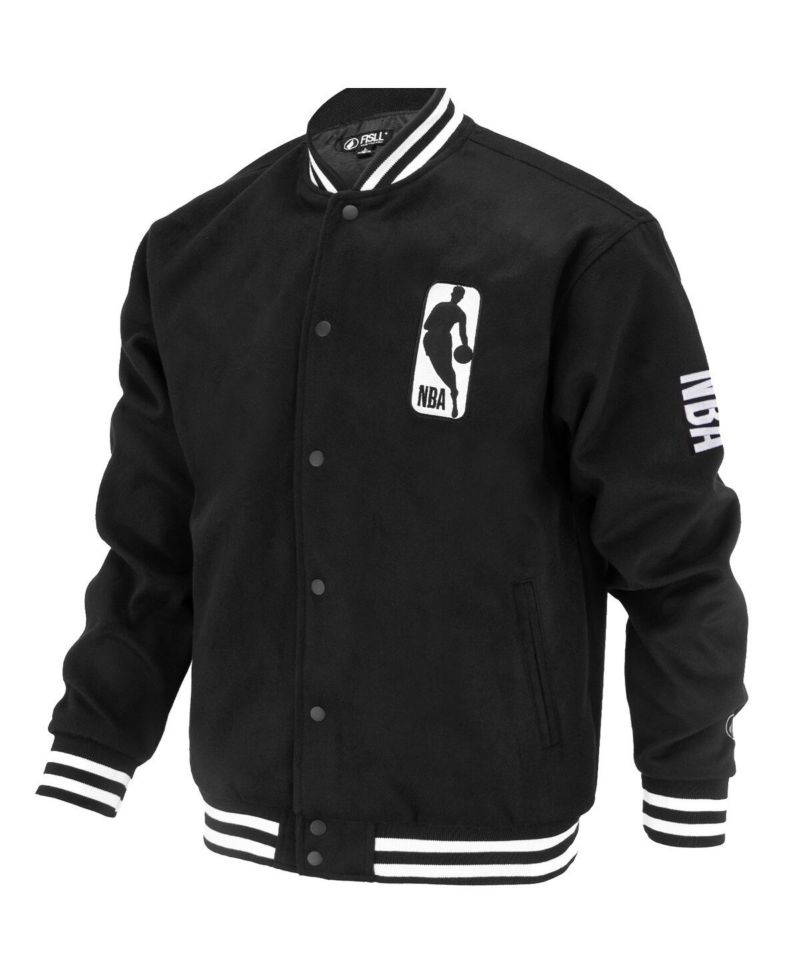Men's and Women's Black NBA Logoman Shadow Collection Full-Snap Varsity Jacket