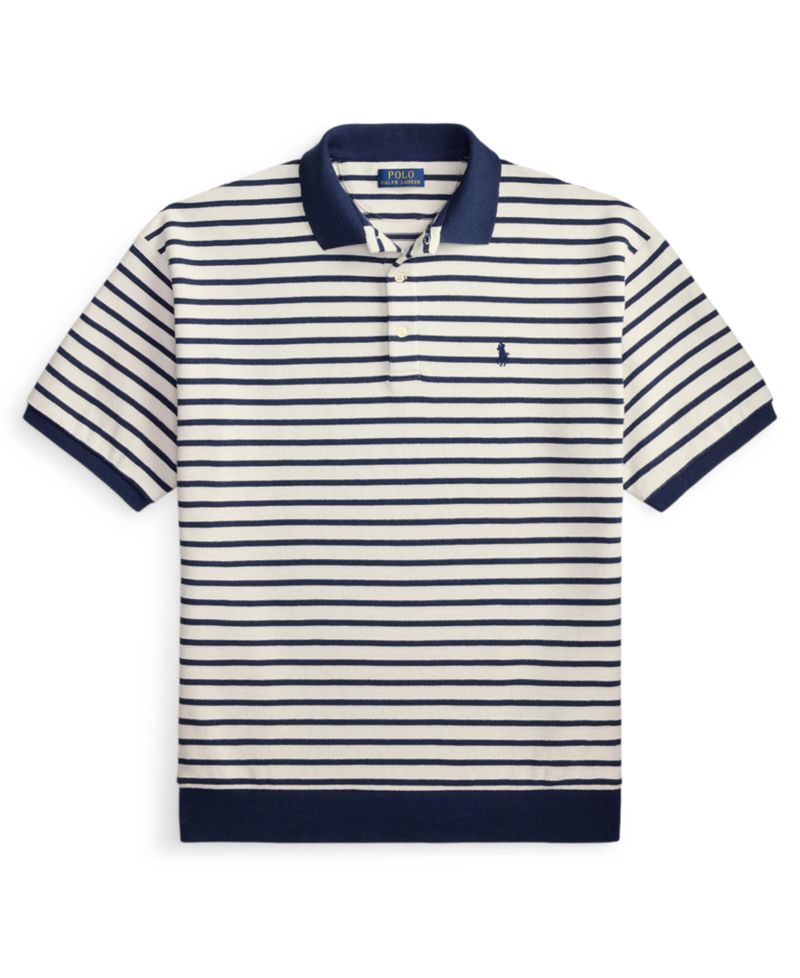 Relaxed-Fit Striped Textured Polo Shirt