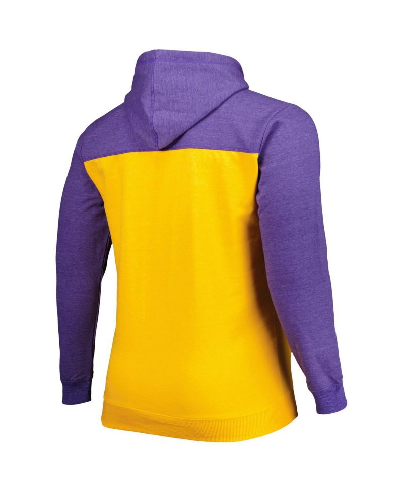 Men's Gold, Purple Los Angeles Lakers Big and Tall Down and Distance Full-Zip Hoodie