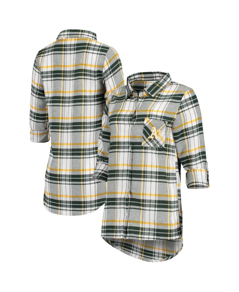 Women's Green, Gold Oakland Athletics Accolade Flannel Nightshirt