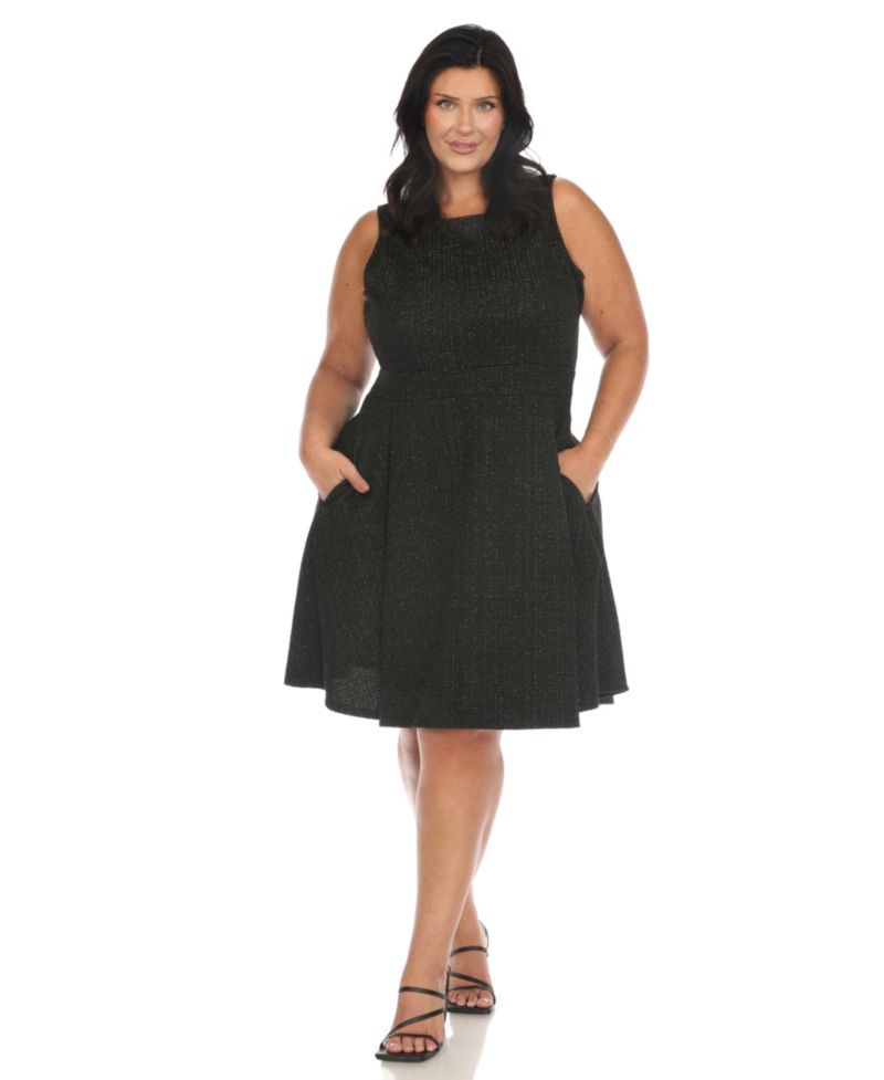 Plus Size Tweed Fit and Flare Dress