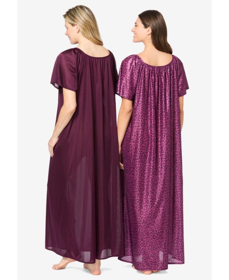 Plus Size Only Necessities 2-Pack Long Silky Gown