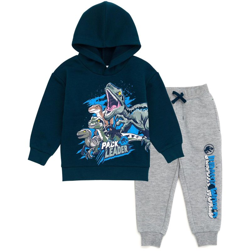 Boy's(6-20)Jurassic World Dinosaur T-Rex Fleece Pullover Hoodie and Pants Outfit Set